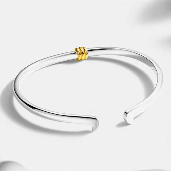 Bracelete Prata 925 com detalhe em Ouro 18K